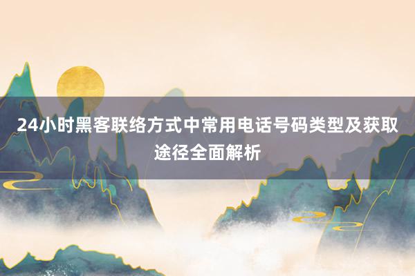 24小时黑客联络方式中常用电话号码类型及获取途径全面解析
